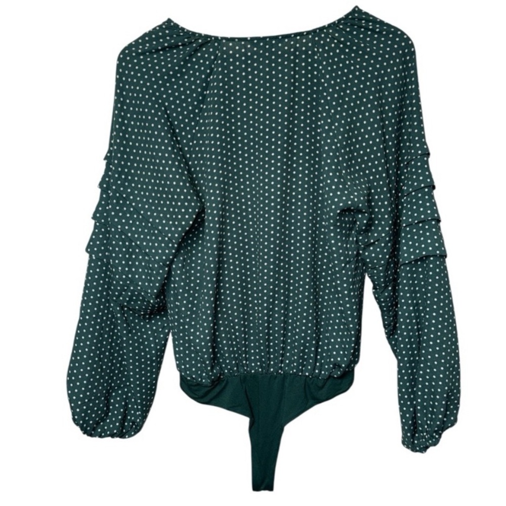 Draper James Forest Green Polka Dot Blouse - Picture 3 of 8